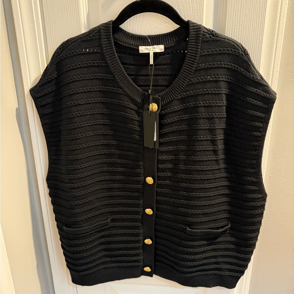 rag & bone Black Cardigan with Gold Buttons